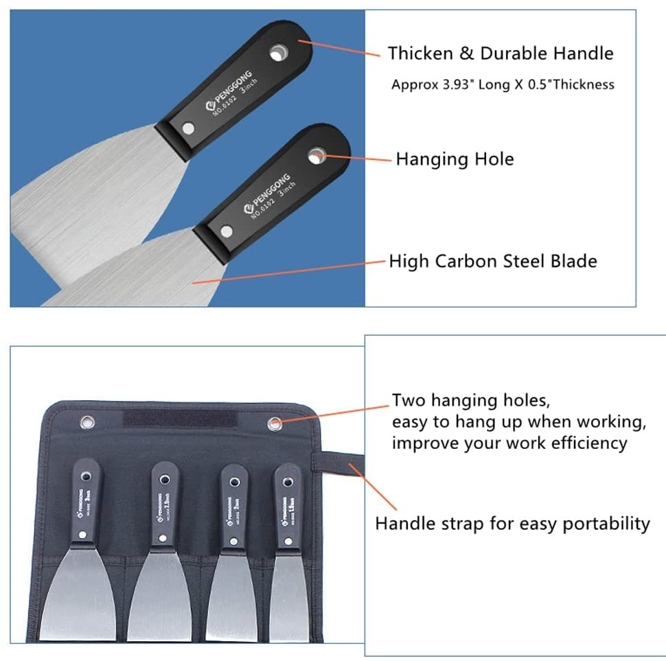7PCS Drywall Tools, Putty Knife Set, 50# Steel Drywall Taping Knife, Spackle Kni - Fresh Stock Dated February 2026
