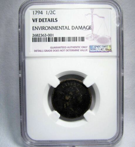 1794 1/2C HALF CENT VF DETAILS ENVIRONMENTAL DAMAGE NGC C544 - Fresh Stock Dated February 2026