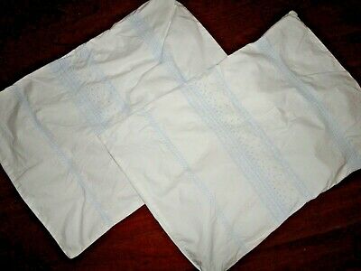 SIMPLY SHABBY CHIC BLUE & WHITE EMBROIDERED BOHO (2) STANDARD PILLOW SHAMS 20X26 - Fresh Stock Dated December 2025