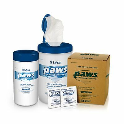P.A.W.S. Wipe Hand Sanitizing Wipe 100 Count Individual Packet 100 per Box - Fresh Stock Dated February 2026