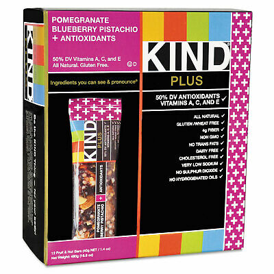 KIND Plus Nutrition Boost Bar Pom. Blueberry Pistachio/Antioxidants 1.4 oz 12 - Fresh Stock Dated December 2025