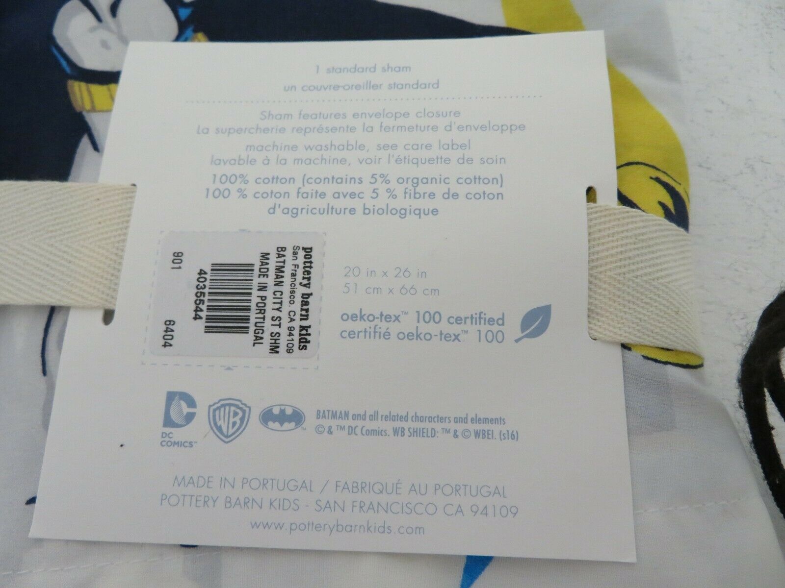 POTTERY BARN KIDS BATMAN CITYSCAPE STANDARD PILLOW SHAM NEW - Fresh Stock Dated December 2025