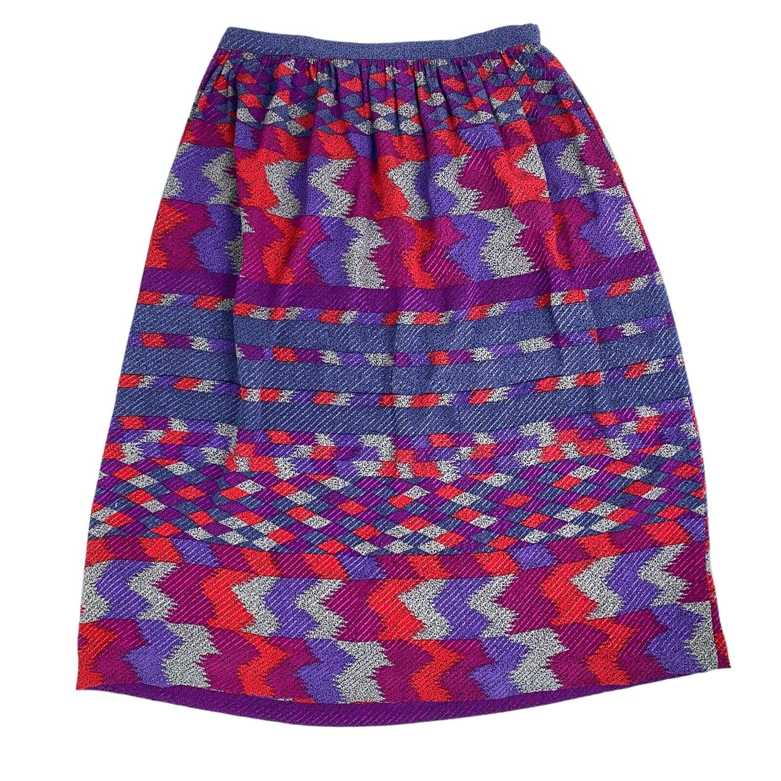 Vintage 80s UMI Collections by Anne Crimmins Midi Skirt Abstract Silk Size 12 - Fresh Stock Dated March 2026