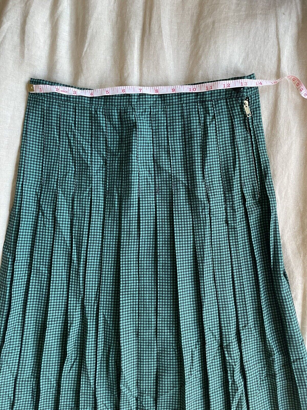 vintage teal checkerboard pleated skirt S - Fresh Stock Dated February 2026