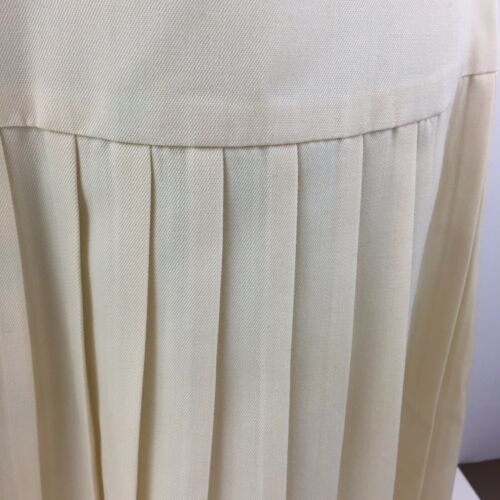 Vintage EXPRESS Pleated Cheerleader Drop Waist Fitted Ivory Poly / Wool Skirt - Fresh Stock Dated February 2026