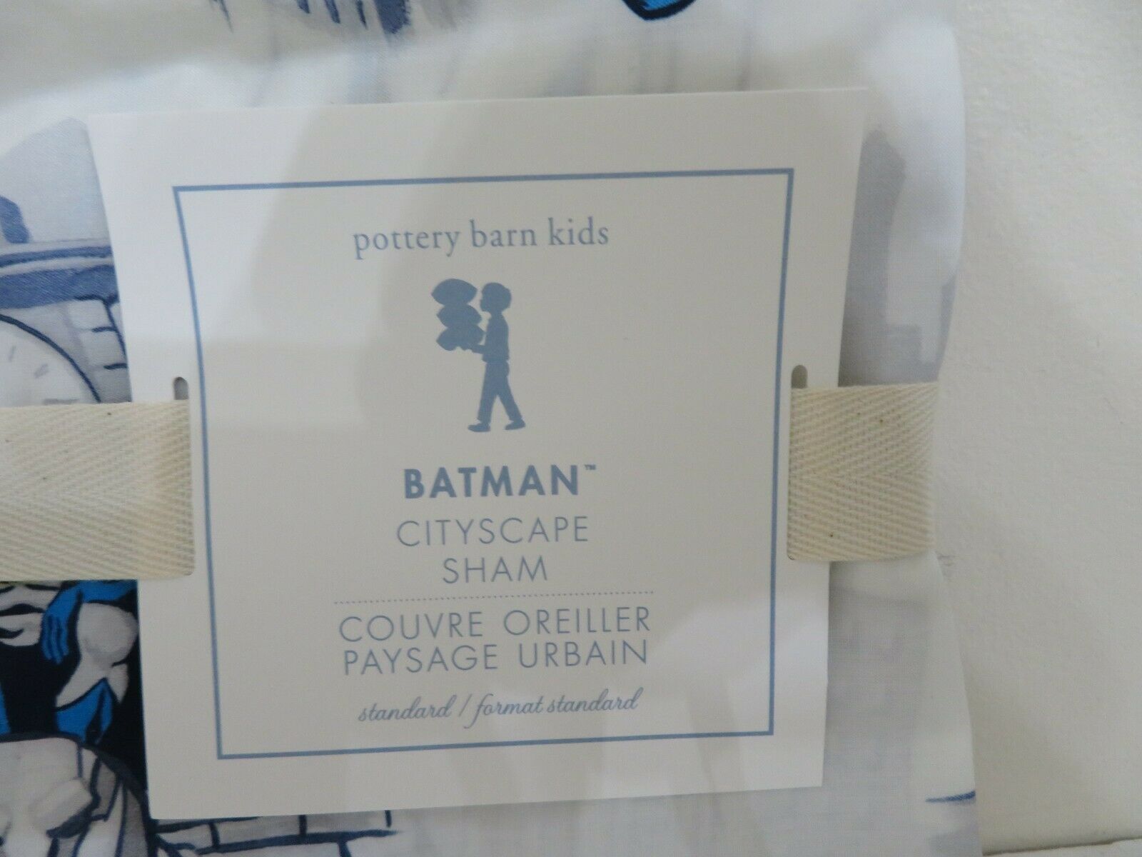 POTTERY BARN KIDS BATMAN CITYSCAPE STANDARD PILLOW SHAM NEW - Fresh Stock Dated December 2025