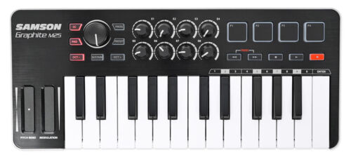 Samson Graphite M25 25-Key USB MIDI DJ Keyboard Controller+Pair Studio Monitors - Fresh Stock Dated February 2026