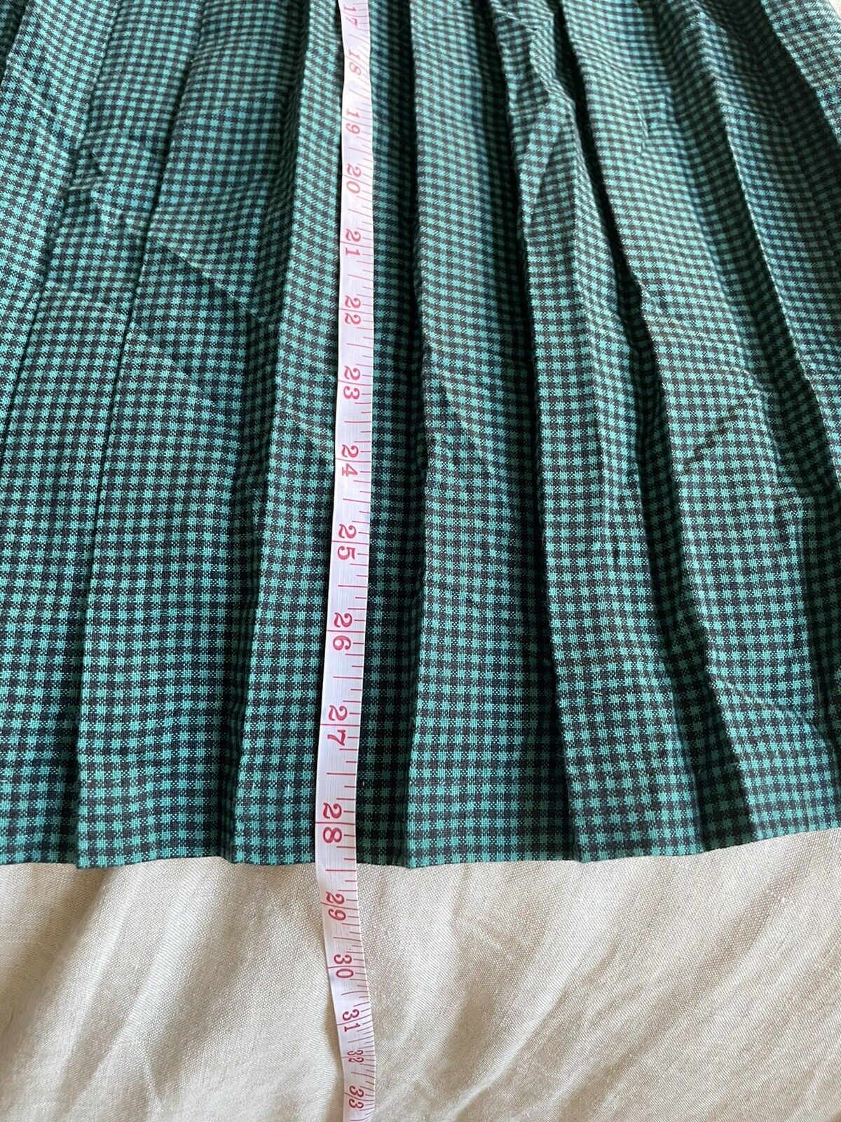 vintage teal checkerboard pleated skirt S - Fresh Stock Dated February 2026