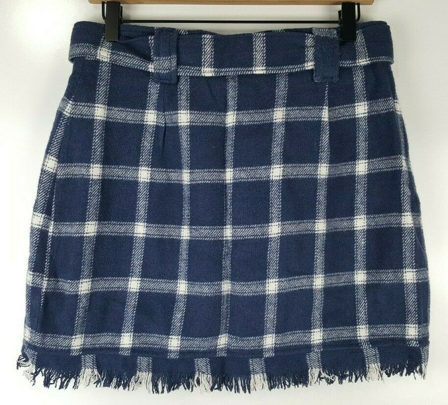Vintage Guess Womens Plaid Wrap Mini Skirt Sz 32 Wool Blend Belted Frayed Trim - Fresh Stock Dated March 2026