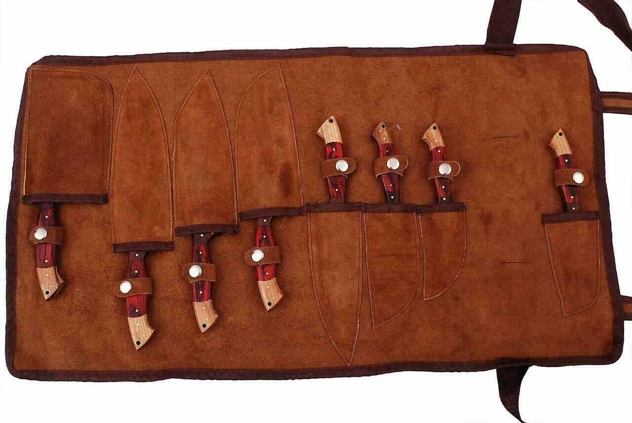 Custom Made Damascus Steel 8 Pcs of Professional Utility Chef Kitchen Knife Set - Fresh Stock Dated December 2025