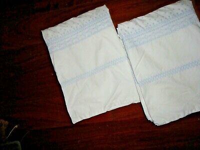 SIMPLY SHABBY CHIC BLUE & WHITE EMBROIDERED BOHO (2) STANDARD PILLOW SHAMS 20X26 - Fresh Stock Dated December 2025