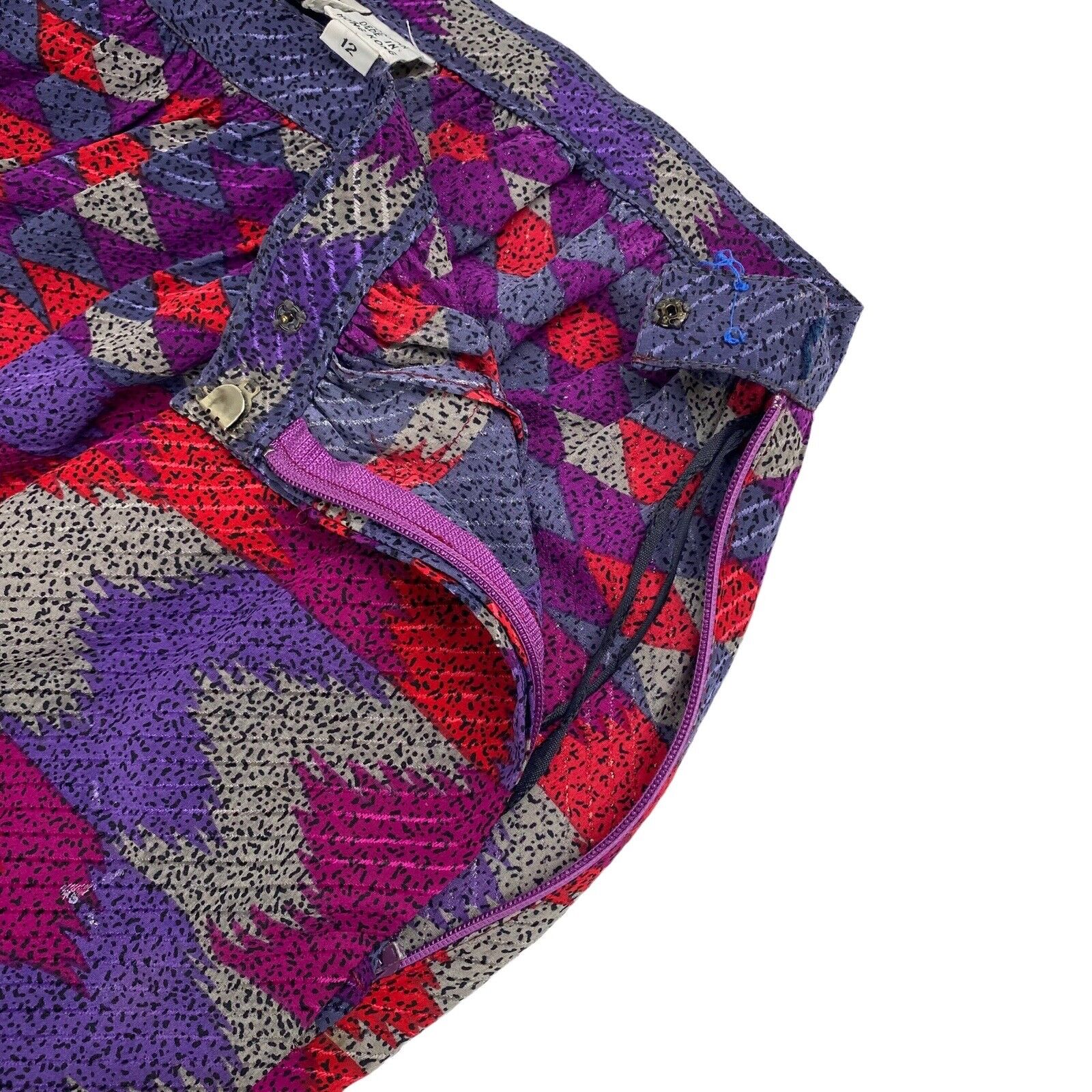 Vintage 80s UMI Collections by Anne Crimmins Midi Skirt Abstract Silk Size 12 - Fresh Stock Dated March 2026