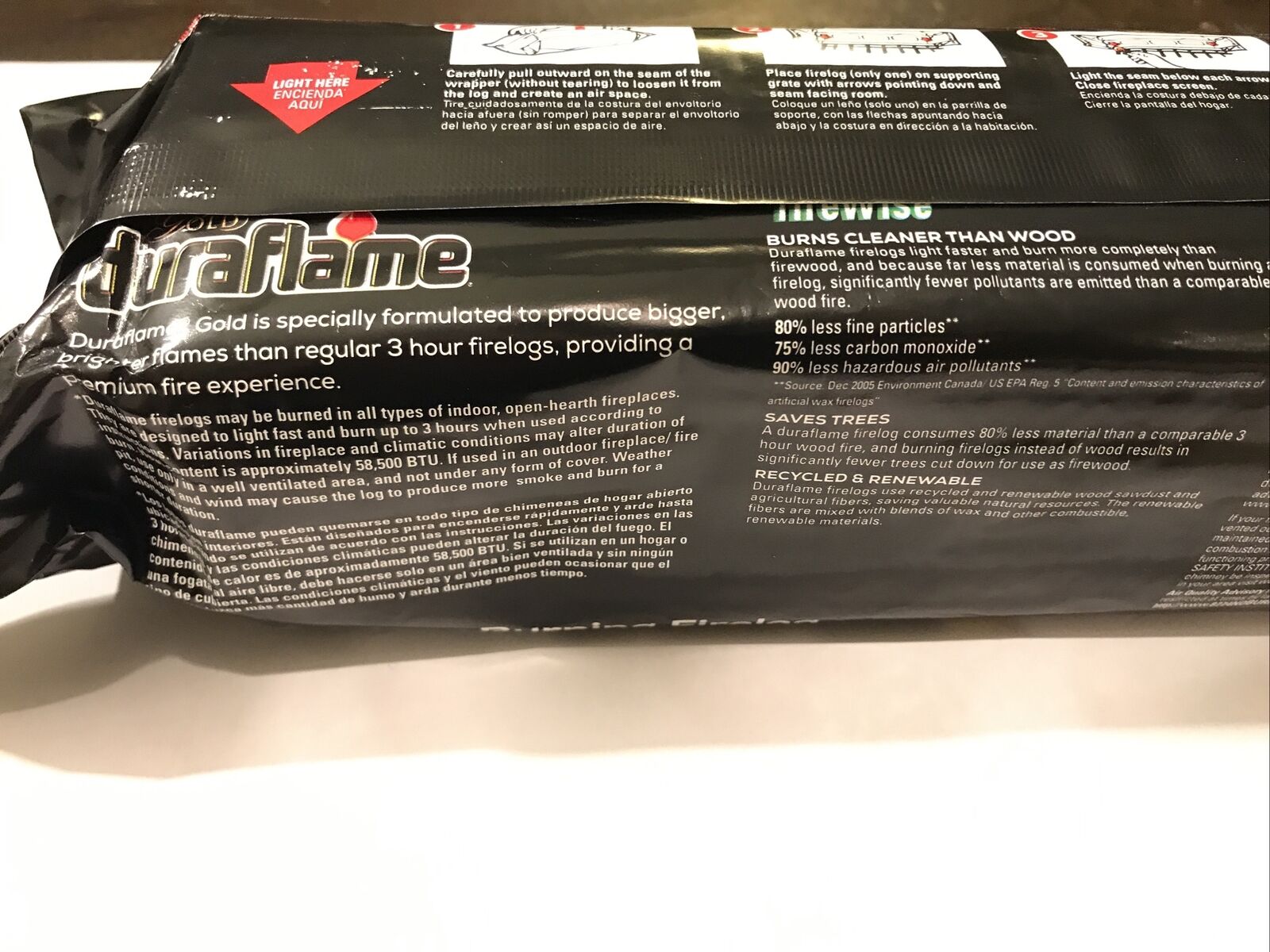 Duraflame Gold  3-hr Firelog LIGHTS In LESS THAN 5 MINUTES-SINGLE - Fresh Stock Dated December 2025