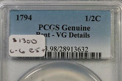 1794 C-6 R-5+ PCGS VG Details Liberty Cap Half Cent Coin 1/2c - Fresh Stock Dated February 2026