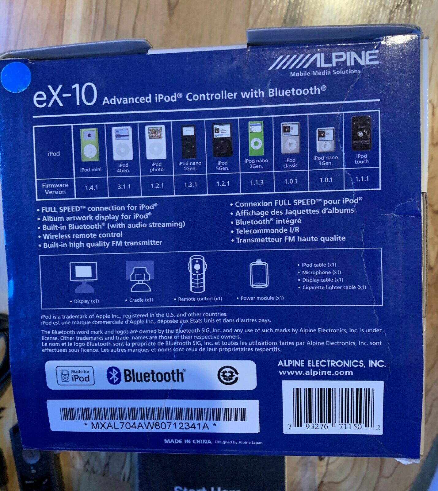 ALPINE EX-10 UNIVERSAL PHONE BLUETOOTH HANDS FREE CAR FM TRANSMITTER RETRO FIT - Fresh Stock Dated February 2026