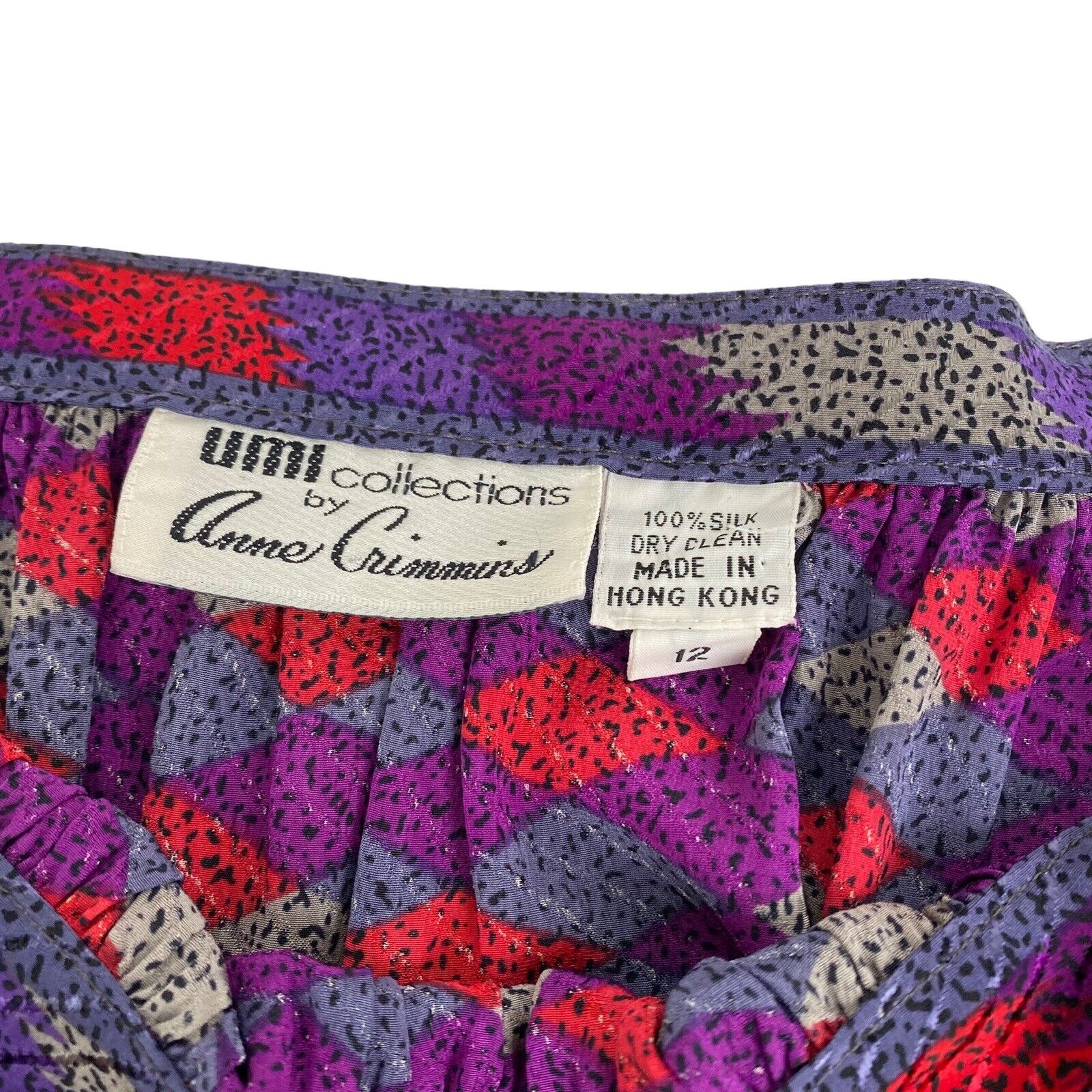 Vintage 80s UMI Collections by Anne Crimmins Midi Skirt Abstract Silk Size 12 - Fresh Stock Dated March 2026