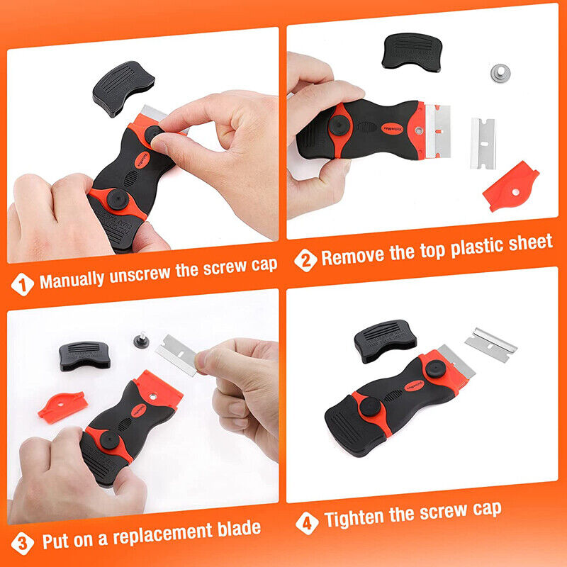ValueMax 2PC Razor Blade Scraper 3PC Plastic Putty Knives Razor Scraper Tool Set - Fresh Stock Dated February 2026