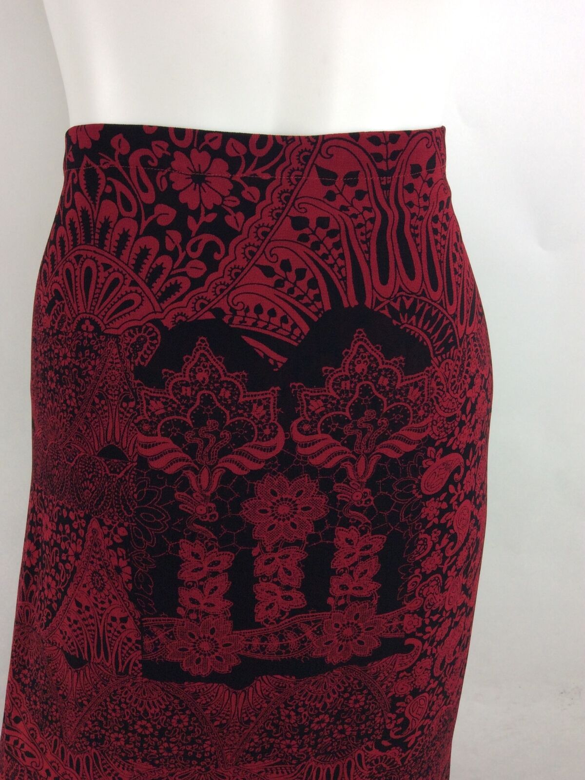 Vintage Chico's Design Women Long Skirt Red Black Print Size 2 (13) - Fresh Stock Dated February 2026