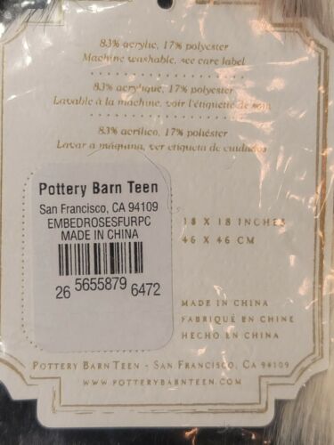 PBteen Emily & Meritt Bed of Roses Faux Fur Pillow Covers, 18 x 18