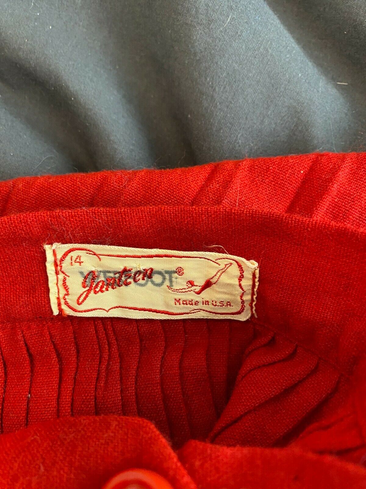 Vintage 1940's 1950's Women's Red Jantzen Wool Skirt Vintage Size 14 S/M - Fresh Stock Dated February 2026