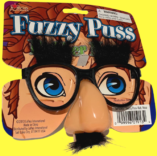 RUBBER NOSE GROUCHO GLASSES Funny Black Frame Mustache Joke Fuzzy Puss Clown Gag - Fresh Stock Dated December 2025