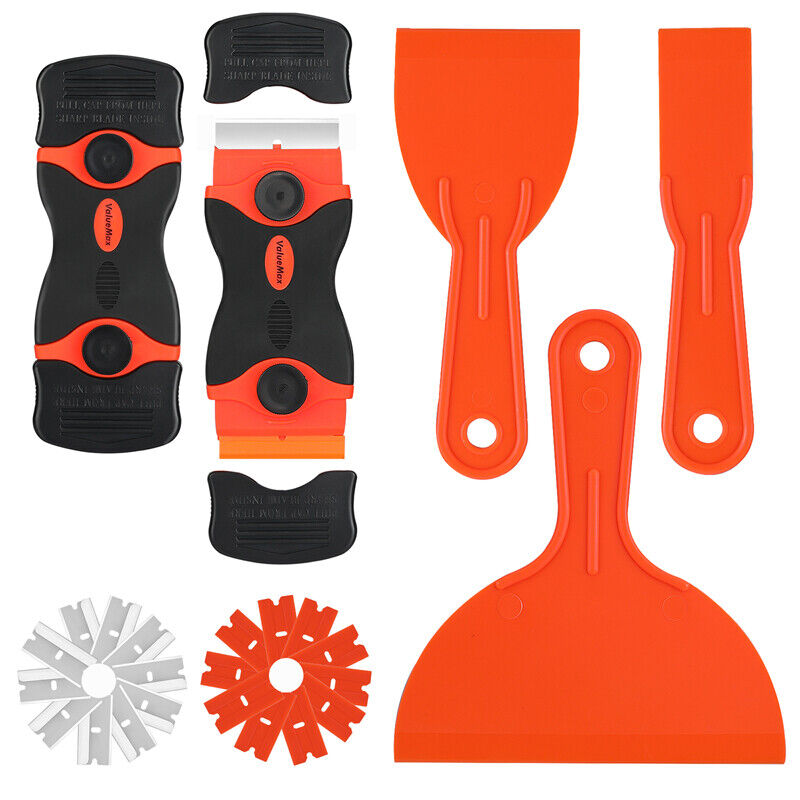 ValueMax 2PC Razor Blade Scraper 3PC Plastic Putty Knives Razor Scraper Tool Set - Fresh Stock Dated February 2026