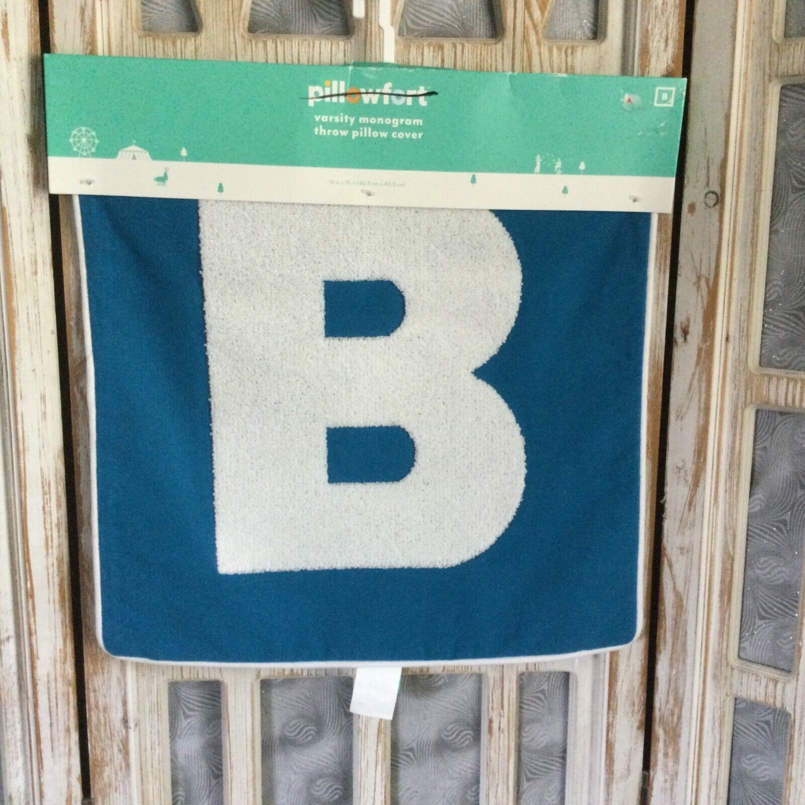 NEW Pillowfort Blue B Monogram Throw Pillow Cover 16”X 16” - Fresh Stock Dated December 2025