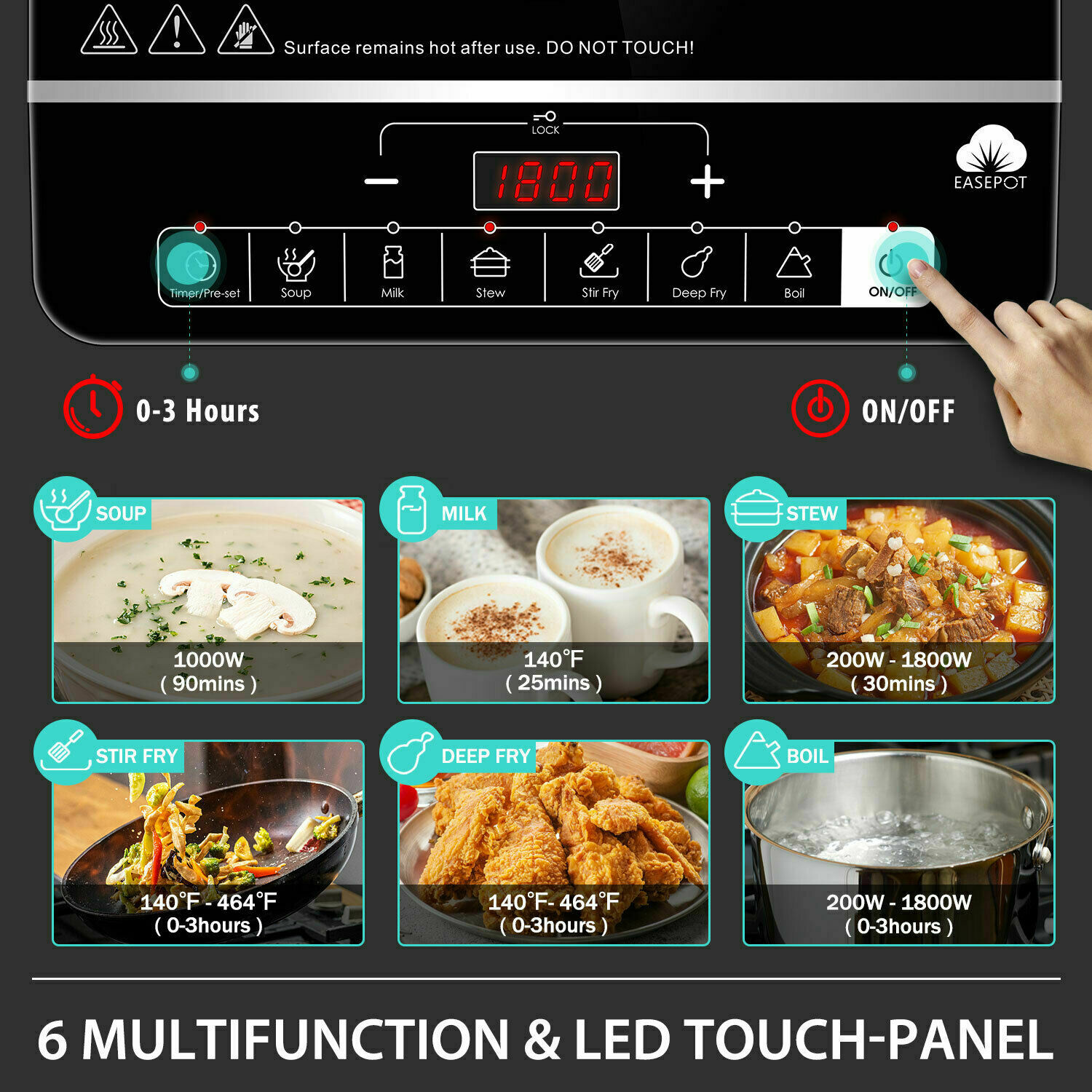 Electric Single Induction Cooker Portable Cooktop Burner 1800W Digital Hot Plate - Fresh Stock Dated February 2026