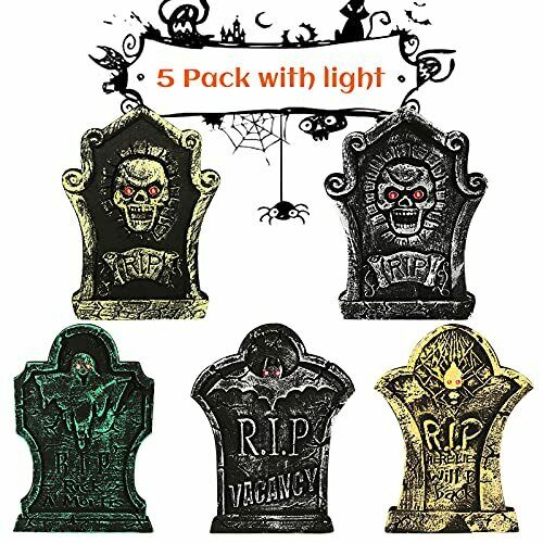Halloween Foam Tombstones 5 PCS, Halloween Yard Decorations, Lightweight - Fresh Stock Dated December 2025
