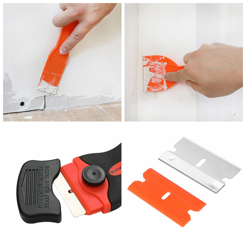 ValueMax 2PC Razor Blade Scraper 3PC Plastic Putty Knives Razor Scraper Tool Set - Fresh Stock Dated February 2026