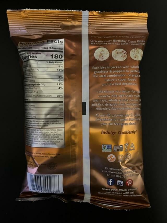 Drizzilicious - BIRTHDAY CAKE BITES - Mini Rice Cakes - (ONE BAG) - Fresh Stock Dated February 2026