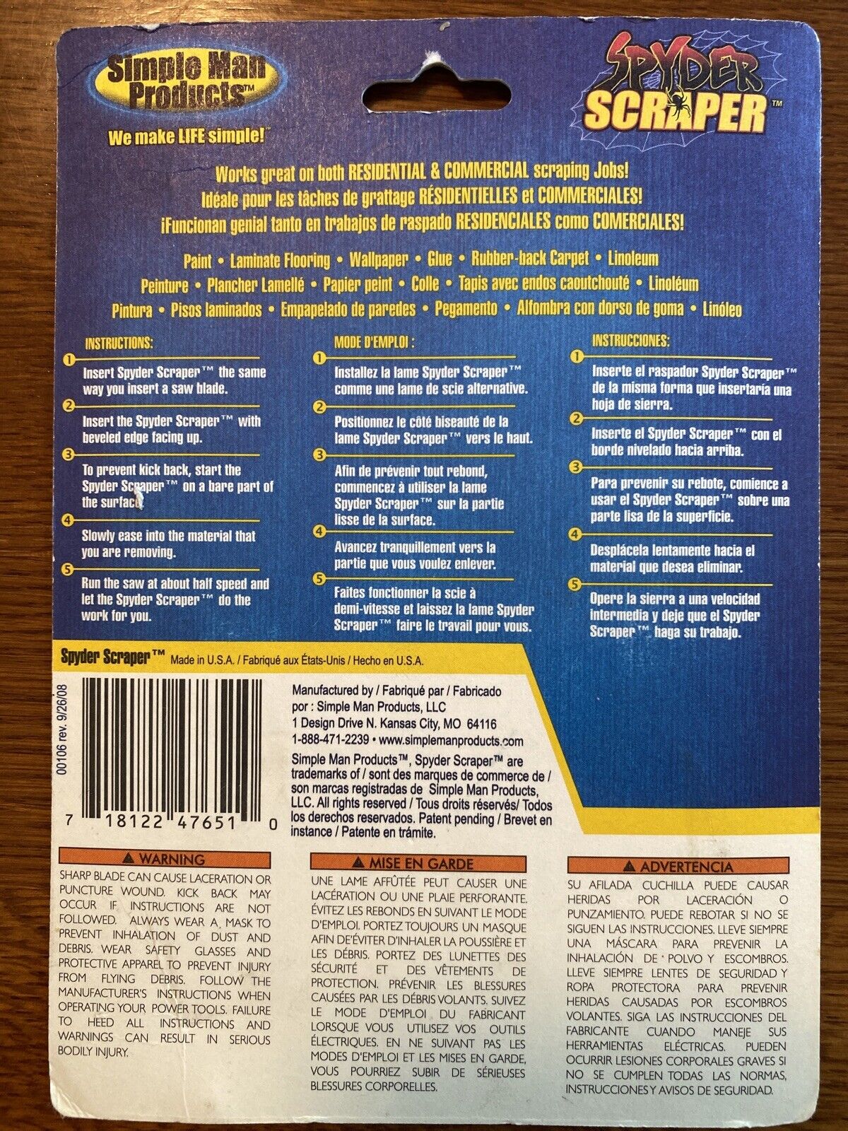 New Spyder Scraper Tool Power Scraper Reciprocating Saw Blade USA Made - Fresh Stock Dated February 2026