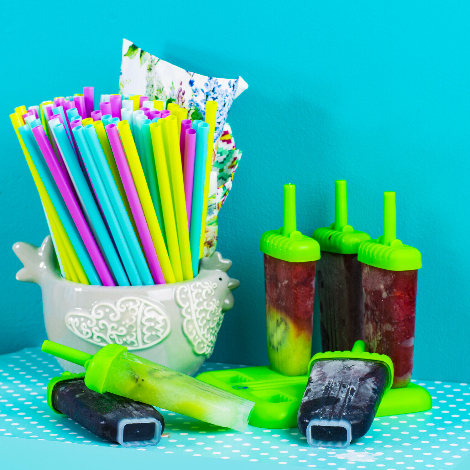 Ice Pop Maker Popsicle Mold Set with Tray and Drip Guard Green Pack of 6 - Fresh Stock Dated December 2025