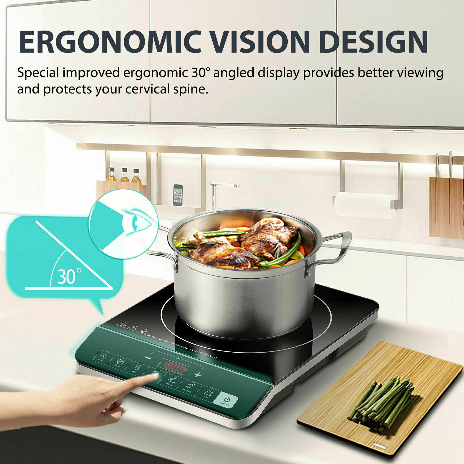 Electric Single Induction Cooker Portable Cooktop Burner 1800W Digital Hot Plate - Fresh Stock Dated February 2026