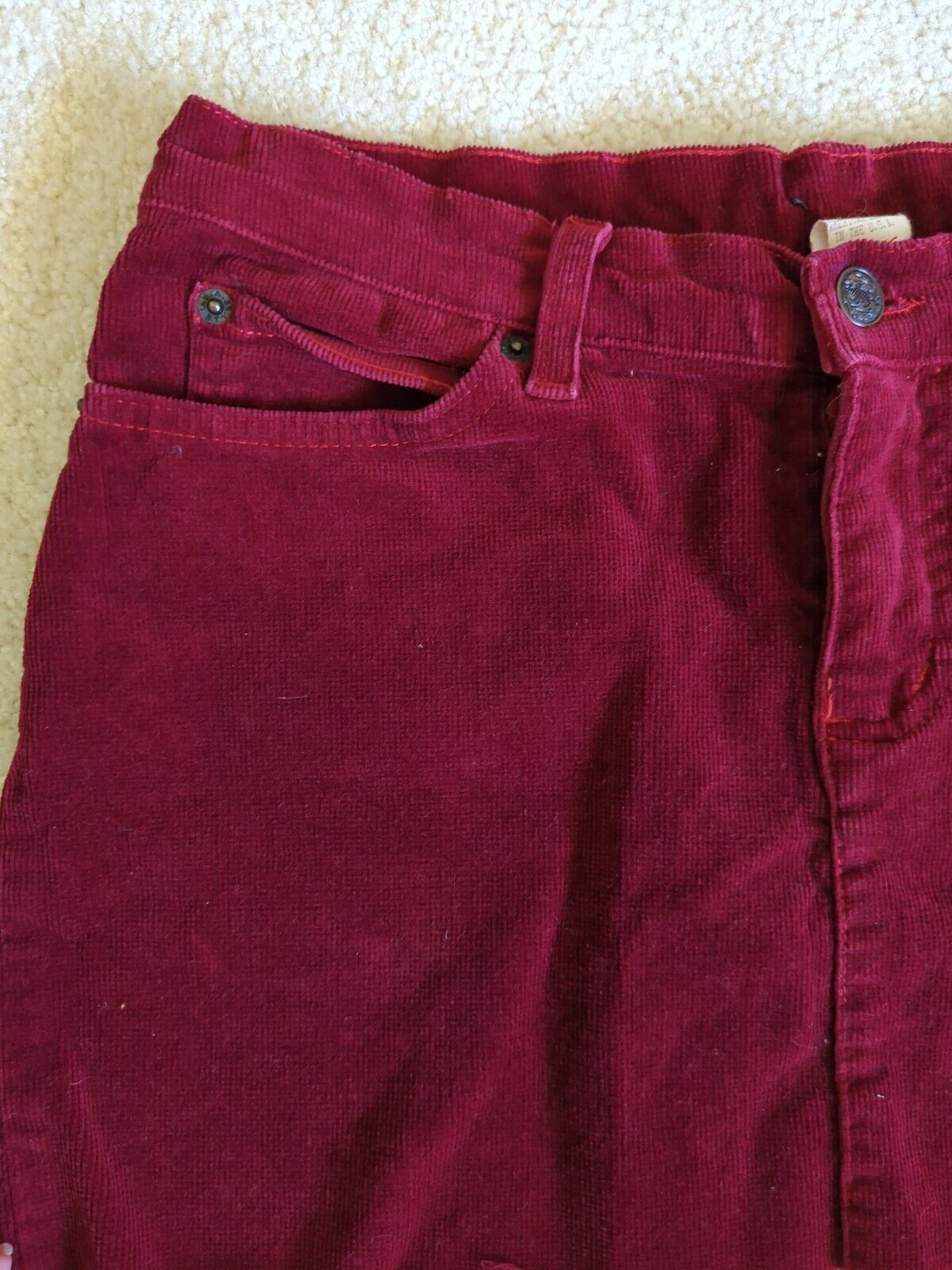 Vintage Mini Skirt Womens Medium Dark Red Corduroy  USA - Fresh Stock Dated March 2026