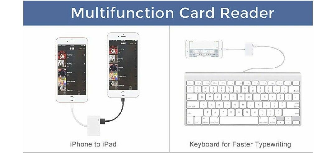 SD Card Reader, Digital Camera Adapter Cable, Lighting To USB Adapter, SD/TF For - Fresh Stock Dated February 2026