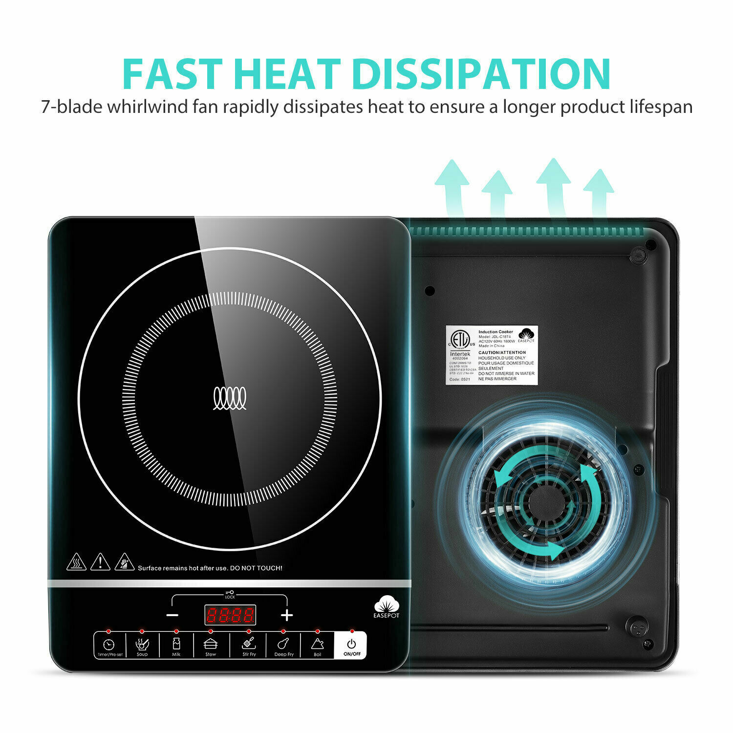 Electric Single Induction Cooker Portable Cooktop Burner 1800W Digital Hot Plate - Fresh Stock Dated February 2026