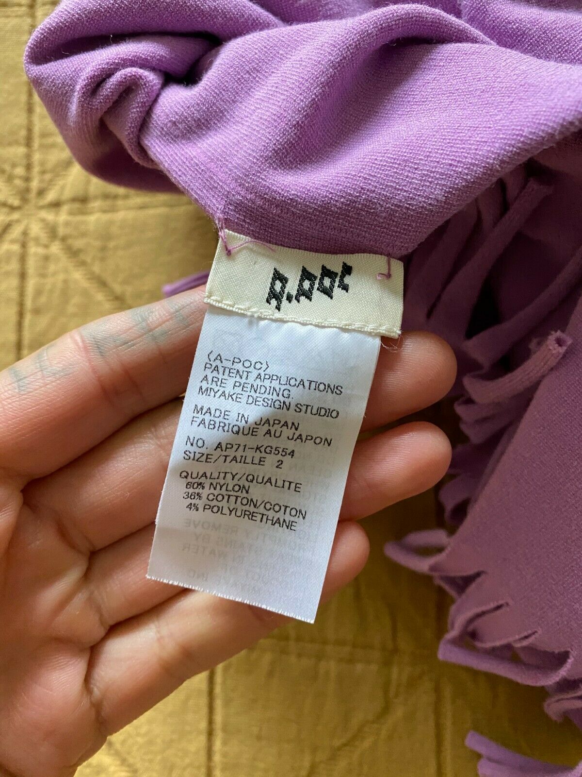 Vintage 90s Issey Miyake A-POC Lilac Purple Fringe Stretch Waist Tie Maxi Skirt - Fresh Stock Dated February 2026