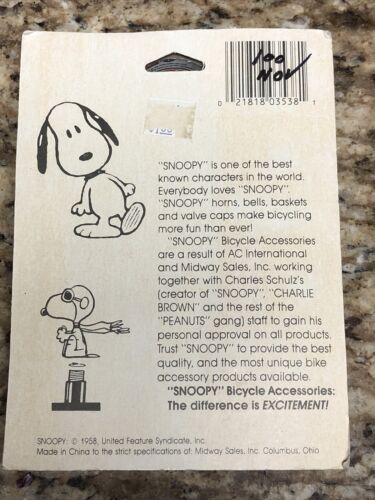 Vintage Snoopy Bike Valve Caps NOS SEALED! - Fresh Stock Dated December 2025
