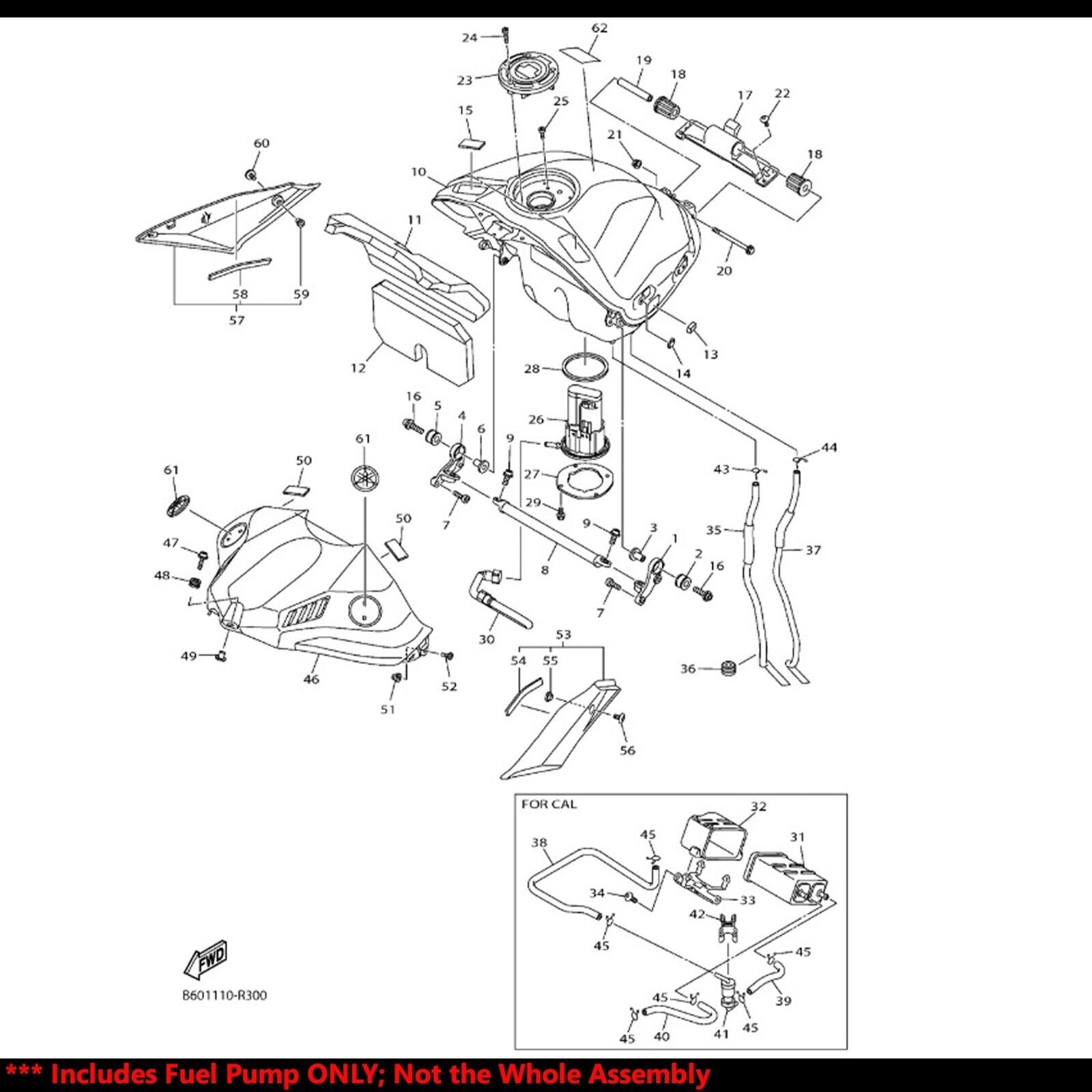 OE Replacement EFI Fuel Pump+Filter/Strainer 15-22 YZF-R1/R1M/R1S/V/Rock Star S - Fresh Stock Dated February 2026