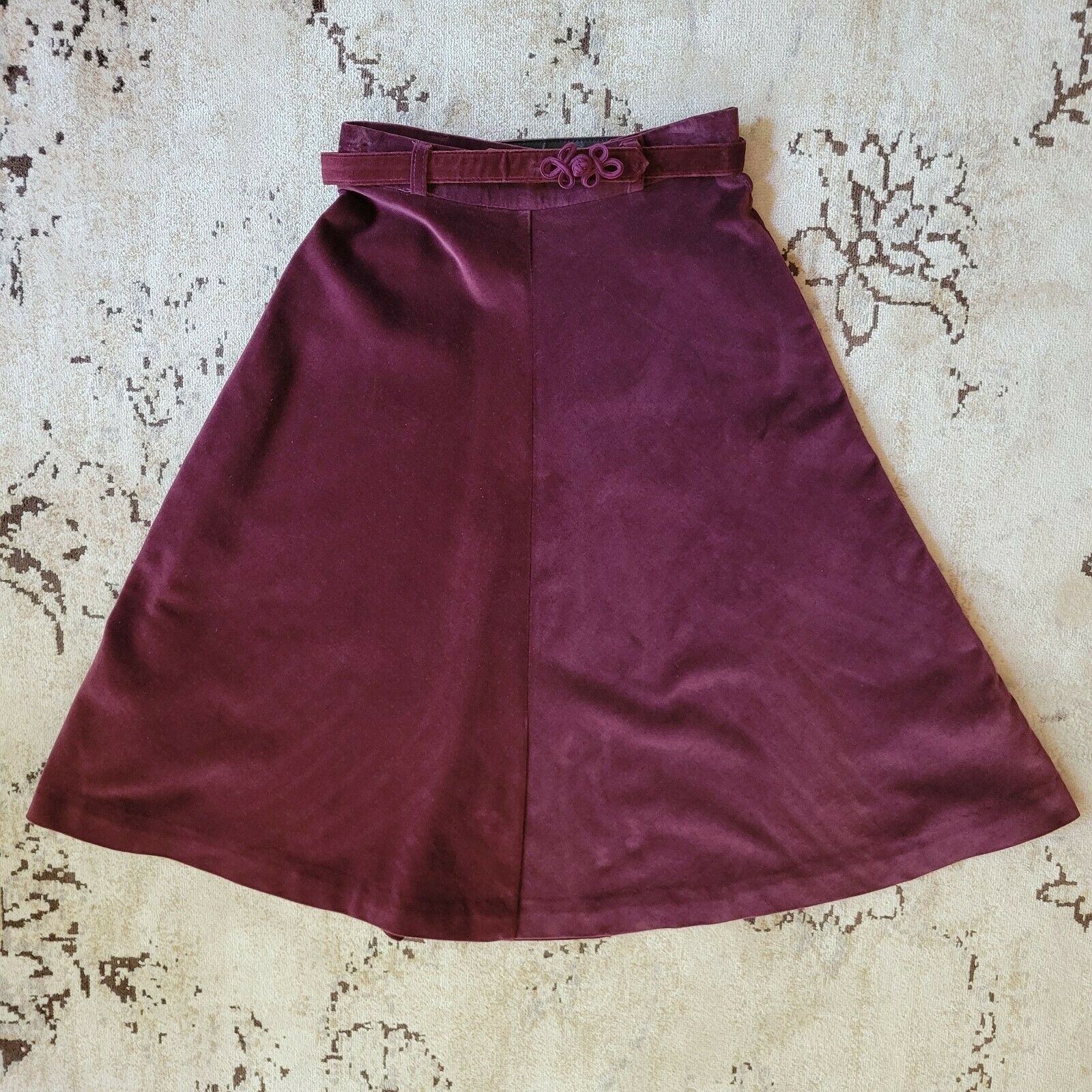 Vintage MJ Concepts in Sportswear Size 5 Dark Mauve Velveteen Skirt Frog Belt - Fresh Stock Dated February 2026