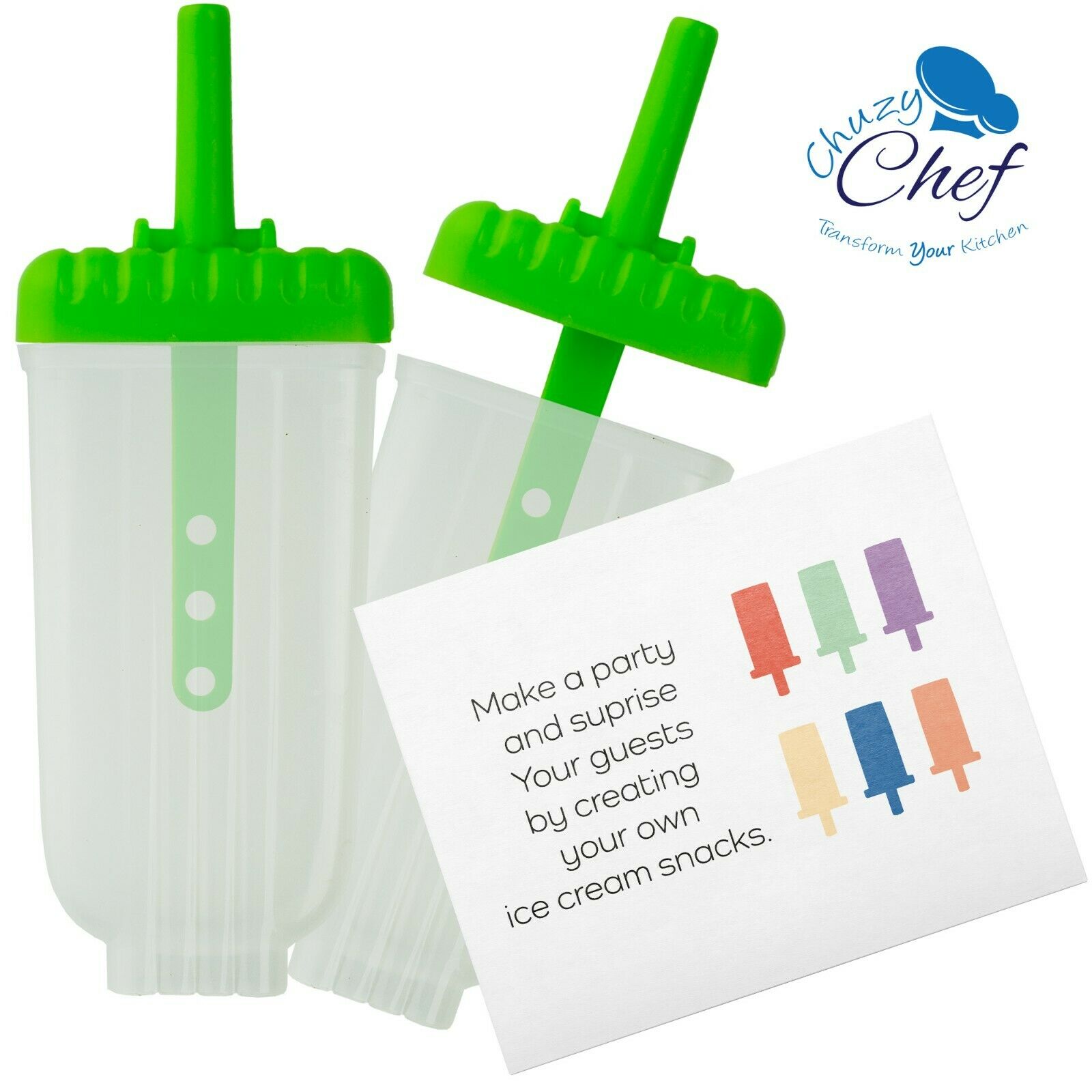 Ice Pop Maker Popsicle Mold Set with Tray and Drip Guard Green Pack of 6 - Fresh Stock Dated December 2025