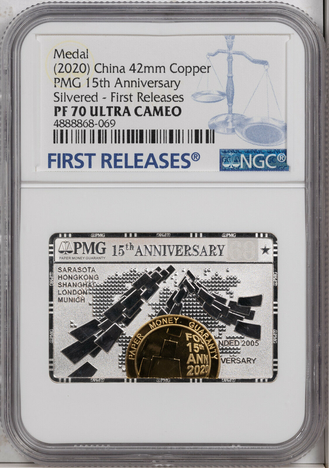 2020 CHINA 42mm COPPER PMG SILVERED NGC PF 70 ULTRA CAM FINEST KNOWN WORLDWIDE - Fresh Stock Dated February 2026