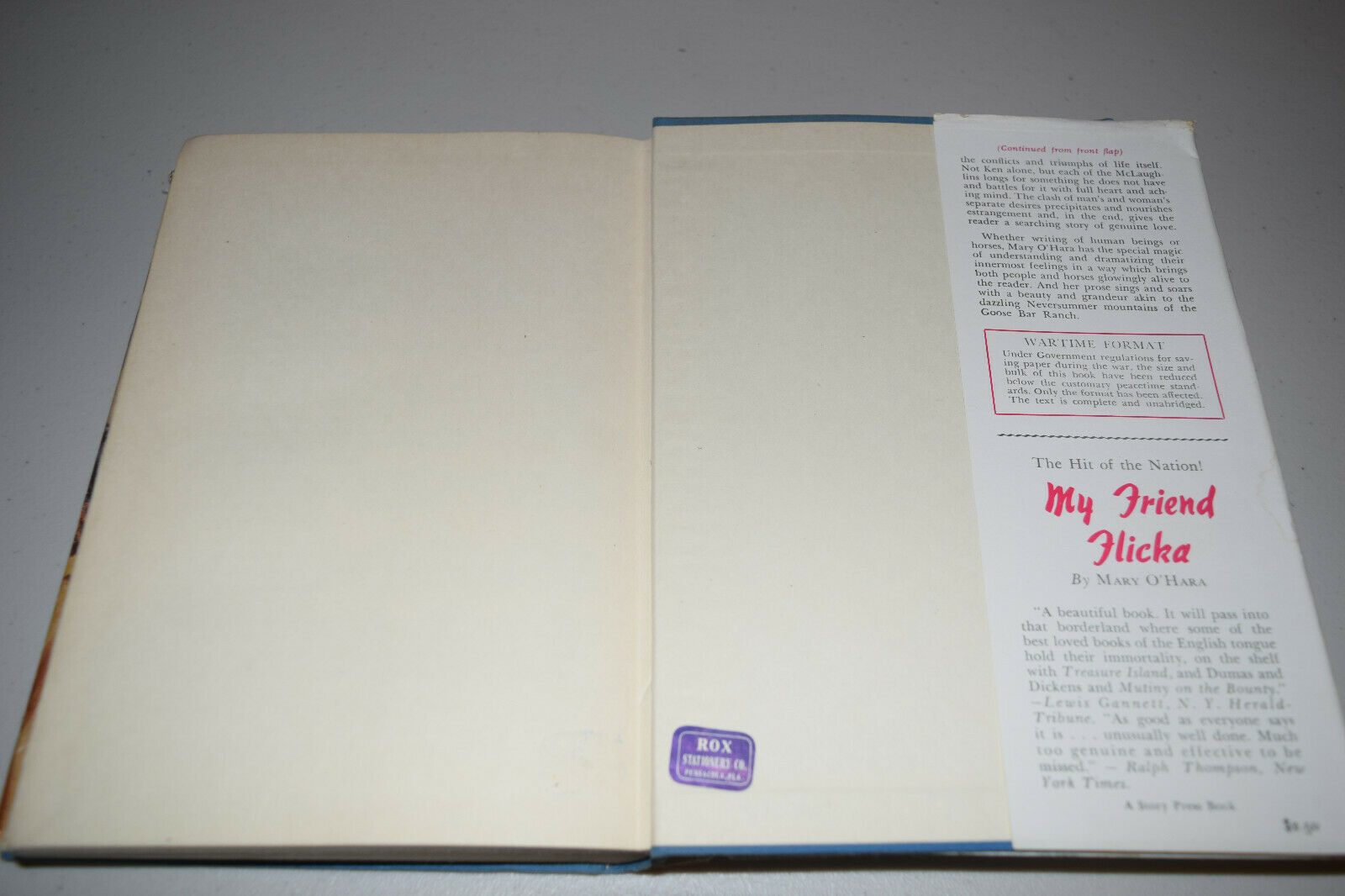 Thunderhead by Mary O'Hara Author of My Friend Flicka 1943 HBDJ 3rd Impression - Fresh Stock Dated December 2025