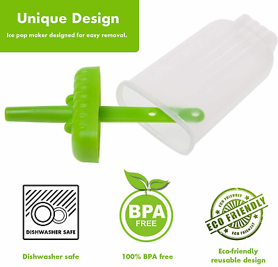 Popsicle Molds 6 Ice Pop Mold Reusable Ice Cream Maker Set with Funnel Brush - Fresh Stock Dated December 2025