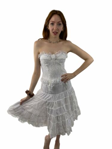 Vintage 90s y2k fairycore grunge Cottagecore Gothic Lolita White Ruffle skirt - Fresh Stock Dated February 2026