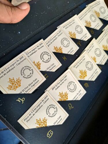 12 pcs New 5 dollar silver coin 2019 Canada mint Zodiac  Set - Fresh Stock Dated February 2026