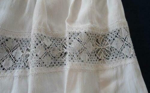 Early Vintage Long Silky Crepe Skirt Slip Handmade Bobbin Lace Trim - Fresh Stock Dated February 2026