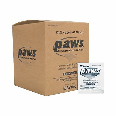 P.A.W.S. Wipe Hand Sanitizing Wipe 100 Count Individual Packet 100 per Box - Fresh Stock Dated February 2026