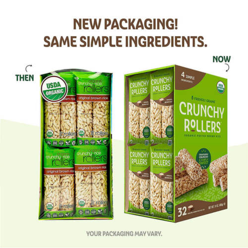 Crunchy Rice Rollers Organic Brown rice - Gluten Free (0.9 oz ,16 Packs) - Fresh Stock Dated December 2025